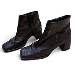 Calico Black Square Toe Ankle Boots